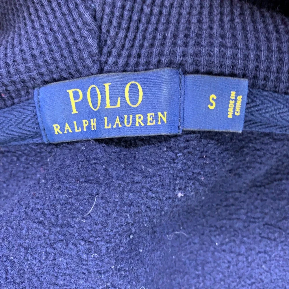Polo Ralph Lauren Full Zip Hoodie Men Small Navy Blue Yellow Pony Fleece Classic